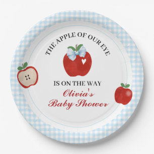 Apple blue Bow preppy Coquette Baby Shower Paper Plates