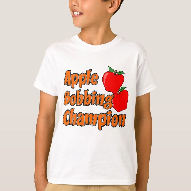 Apple Bobbing Champion Autumn Apple Cartoon T-Shirt (Front)
