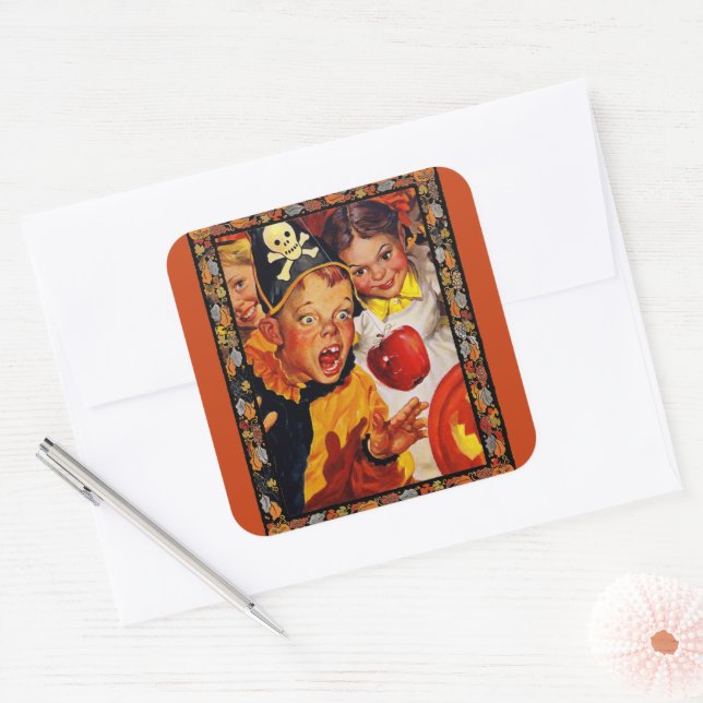 Apple Bobbing Dangers Square Sticker (Envelope)