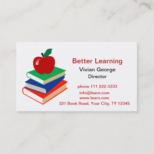 Customizable Apple, Books, Education Business Card