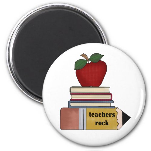 Apple Books Pencil Teachers Rock Magnet