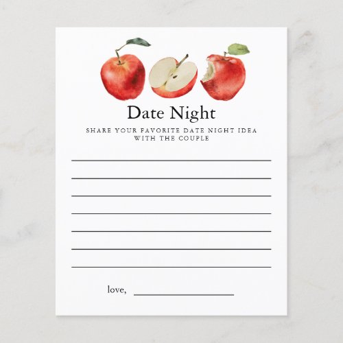 Apple Bridal Shower Date Night Card