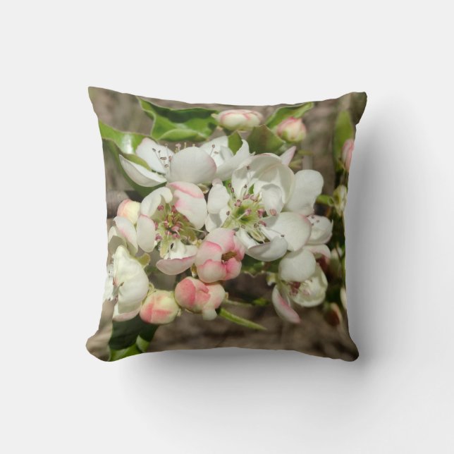 Apple buds flower throw pillow (Front)
