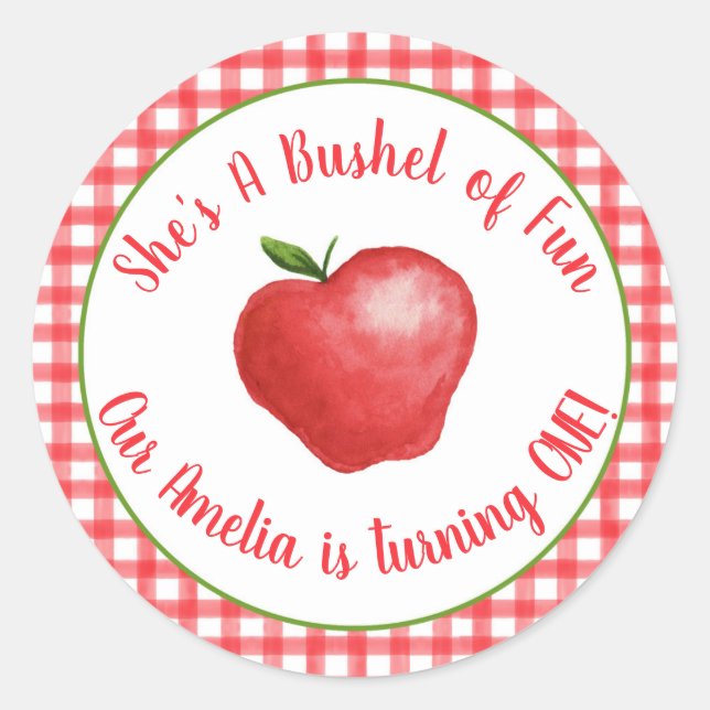 Apple Bushel of Fun Sticker - Customizable (Front)
