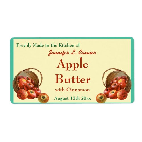 Apple Butter Canning Jar Food Label