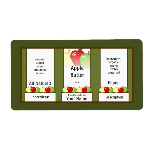 Apple Butter Canning Jar Label (Front)