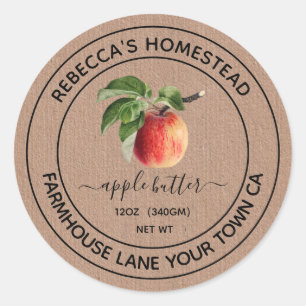Apple Butter Kraft Paper Canning Jar Labels