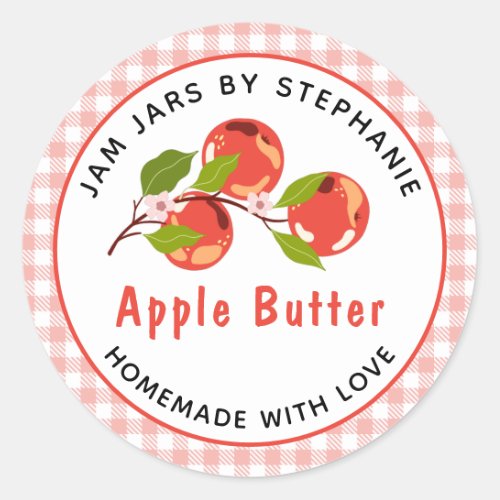 Apple Butter Red Plaid Home Canning Jar Lid Label