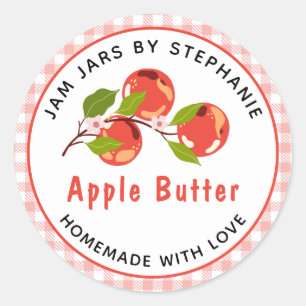 Apple Butter Red Plaid Home Canning Jar Lid Label