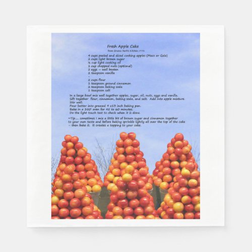 Apple Cake Recipe Paper Napkin