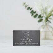 Apple Chalkboard Substitute Teacher Business Cards (Standing Front)