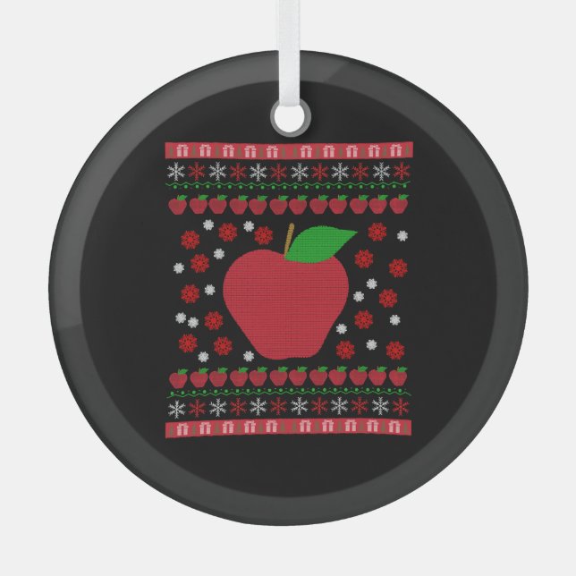 Apple Christmas Glass Ornament (Front)
