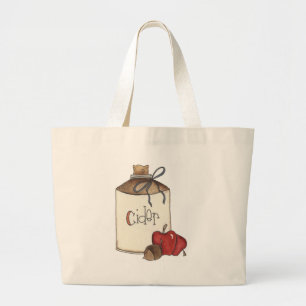 apple cider and apple picking large tote bag