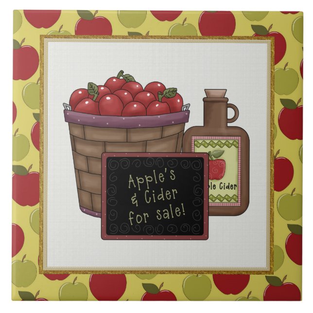 Apple Cider cartoon kitchen tile (Front)