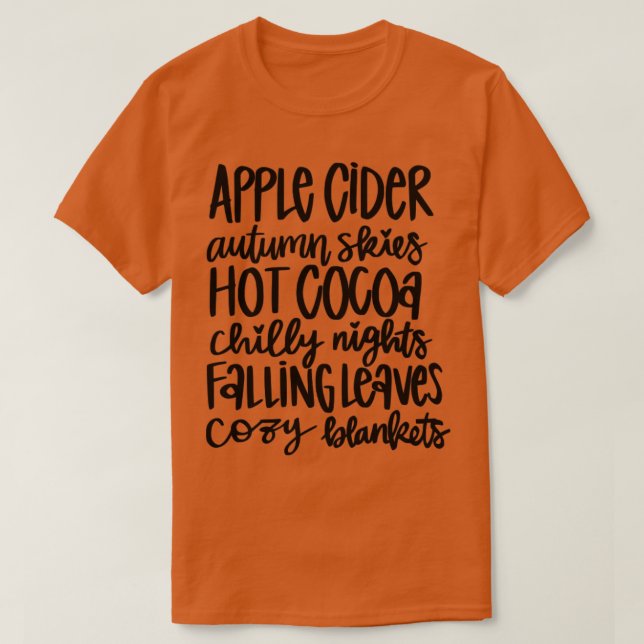 Apple Cider Hot Cocoa Falling Leaves T-Shirt (Design Front)