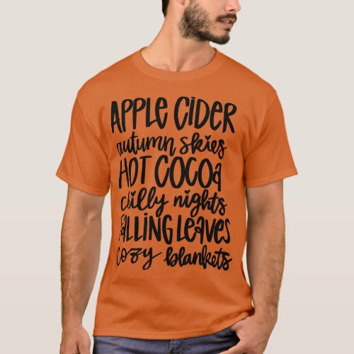 Apple Cider Hot Cocoa Falling Leaves T_Shirt