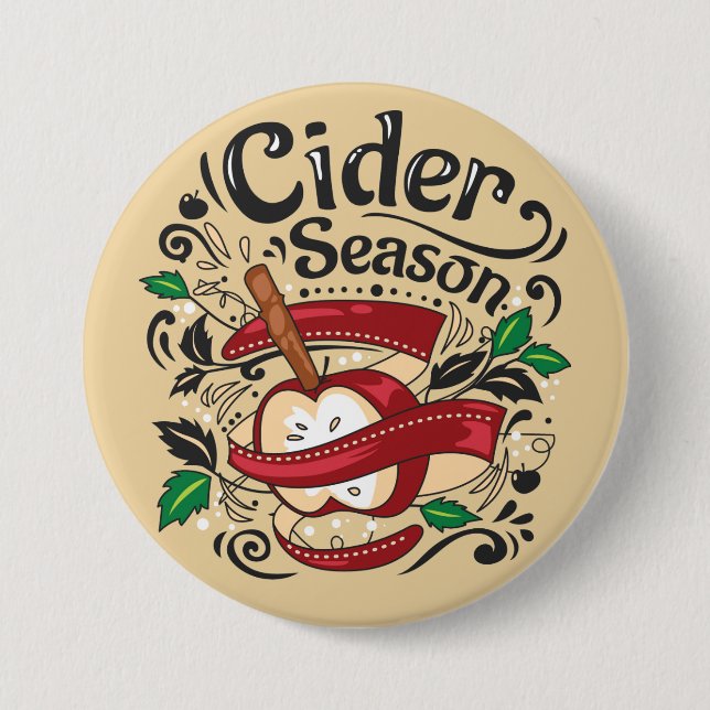 Apple Cider Season, graphic illustration Button (Front)