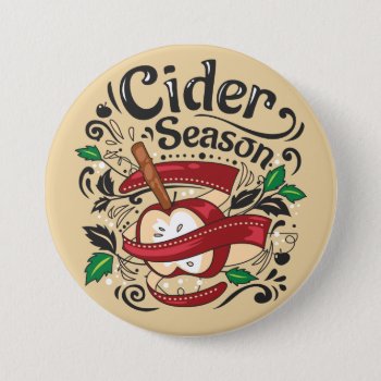 Apple Cider Season  Graphic Illustration Button by HolidayBug at Zazzle