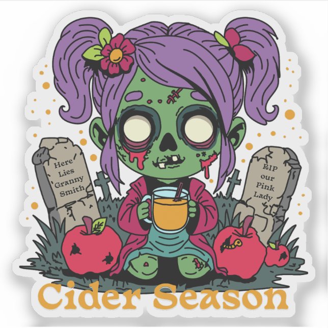Apple Cider Season Zombie Sticker (Front)
