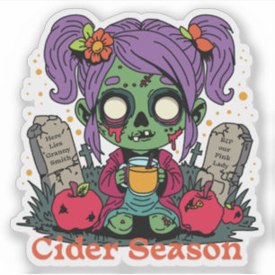 Apple Cider Season Zombie Sticker