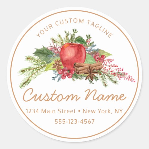 Apple Cinnamon Fall or Winter Holiday Custom Text Classic Round Sticker