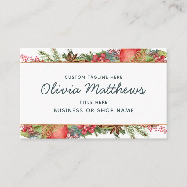 Apple Cinnamon Fall or Winter Holiday Social Media Business Card (Front)