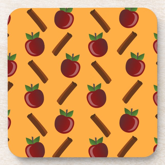 Apple Cinnamon Pattern Beverage Coaster (Front)