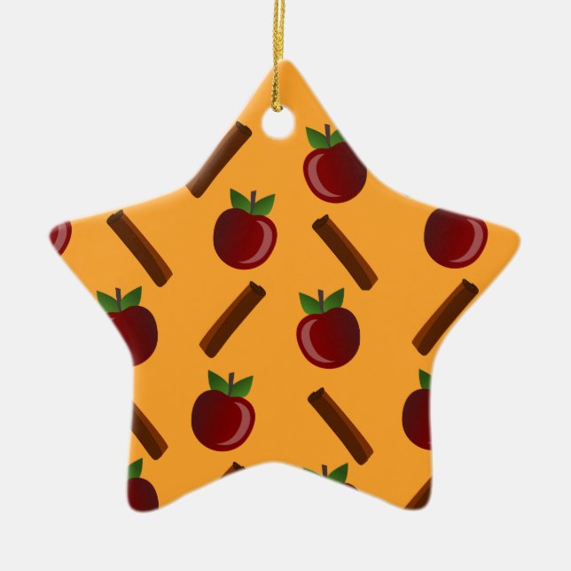 Apple Cinnamon Pattern Ceramic Ornament (Front)