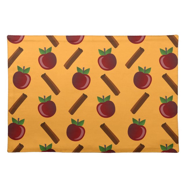 Apple Cinnamon Pattern Cloth Placemat (Front)