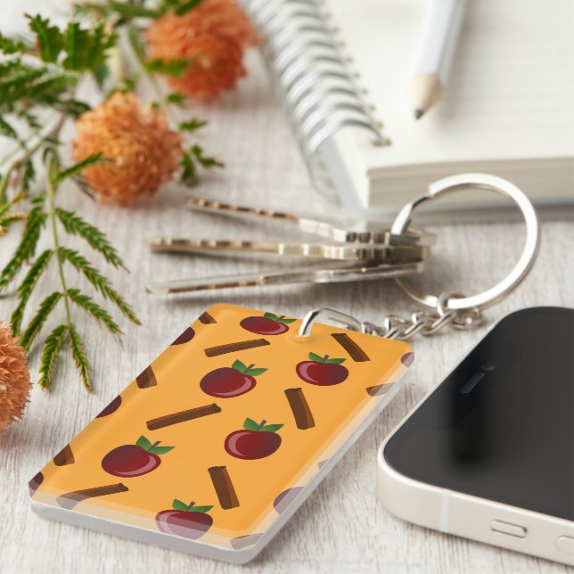 Apple Cinnamon Pattern Keychain (Front Right)