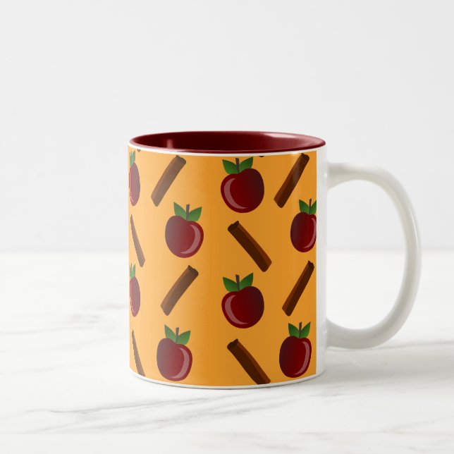 Apple Cinnamon Pattern Two-Tone Coffee Mug (Right)