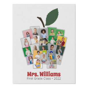 Apple Collage Teacher's Gift 22 Photos Faux Canvas Print