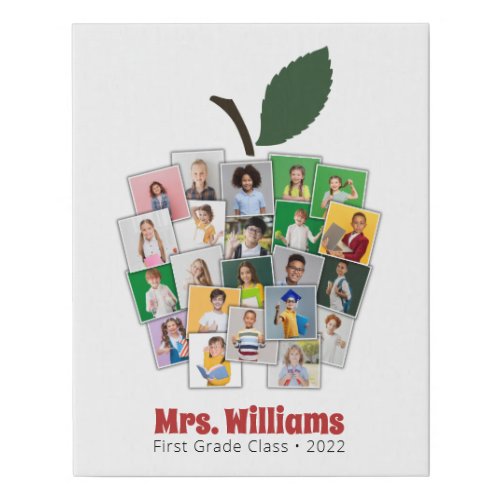 Apple Collage Teachers Gift 22 Photos Faux Canvas Print