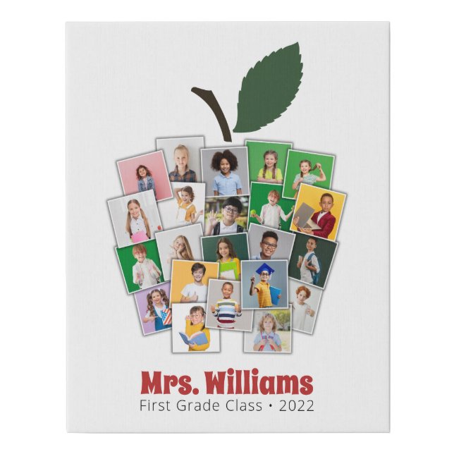 Apple Collage Teacher's Gift 22 Photos Faux Canvas Print (Front)