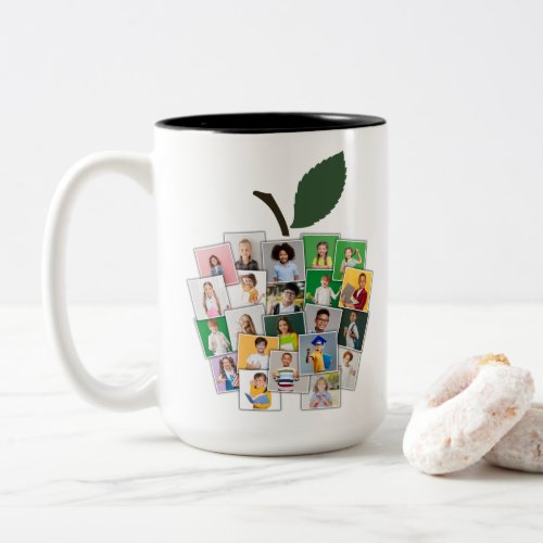 Apple Collage Teachers Gift 22 Student Photos Two_Tone Coffee Mug