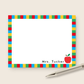 Apple & Colorful Blocks Cute Teacher Stationery Note Card