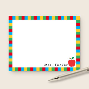 Apple & Colorful Blocks Cute Teacher Stationery Note Card