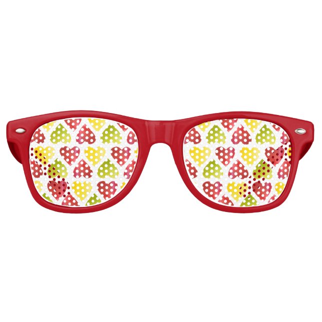 Apple colorful hearts pattern retro sunglasses (Front)