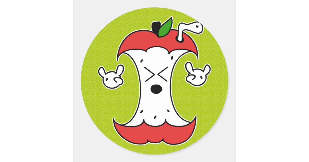 Apple Core Classic Round Sticker | Zazzle