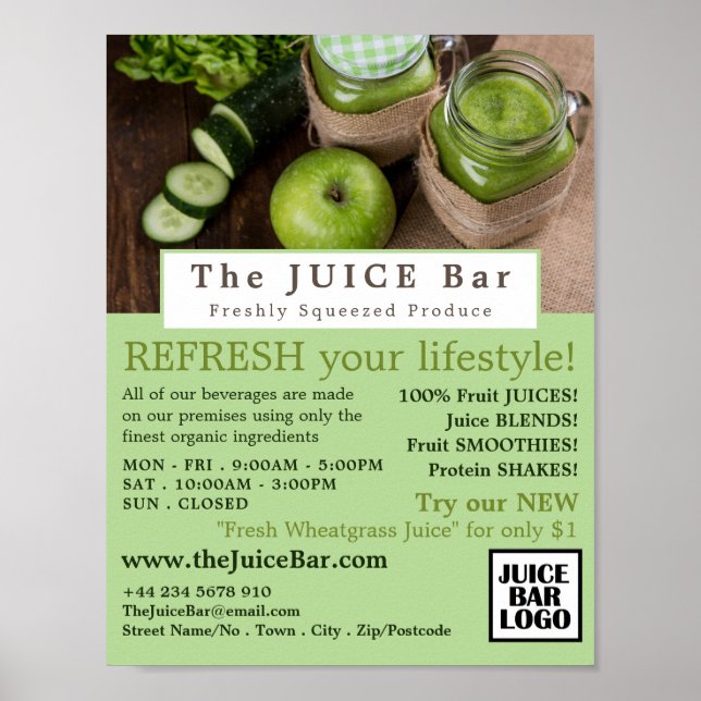 Apple & Cucumber, Juice Bar Advertising Poster (Front)