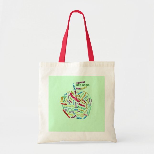 Apple Customize Add Teachers name on Apple Leaf Tote Bag (Front)
