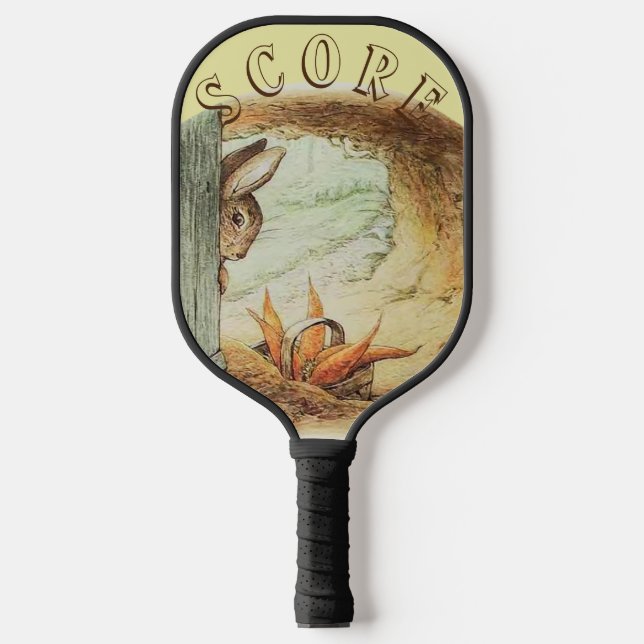 Apple Dappley Rabbit and Basket of Carrots Pickleball Paddle (Front)
