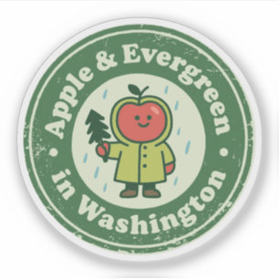 Apple & Evergreen_ Washington Nature-Inspired Sticker