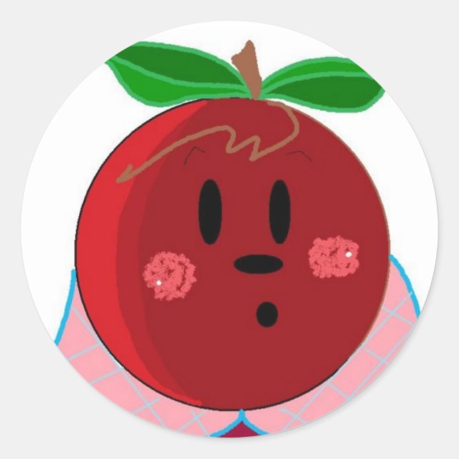 Apple Face  Girl Classic Round Sticker (Front)
