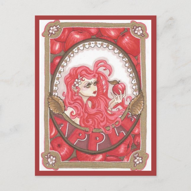 Apple Fairy Fantasy Art Nouveau Print Postcard (Front)