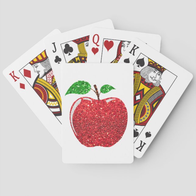 Apple Faux Red Glitter Poker Cards (Back)