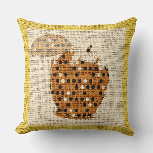 Apple Fine Art on Burlap Linen Jute Throw Pillow (Front)