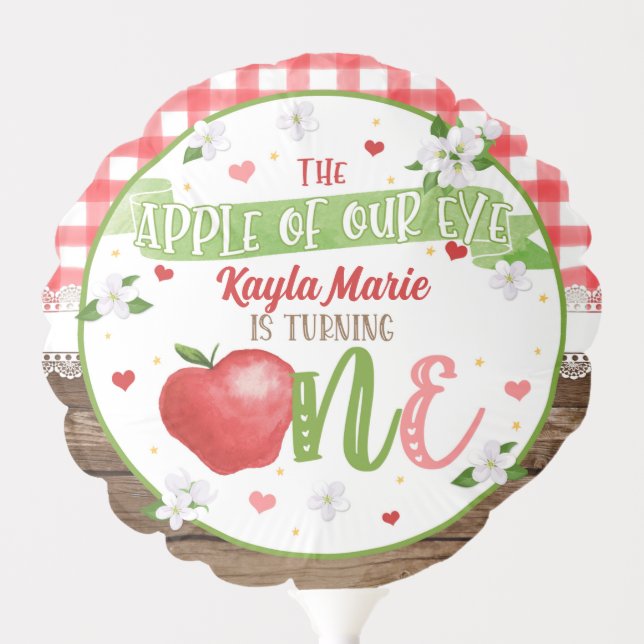 Apple First Birthday Balloon - Apple of Our Eye (Front)