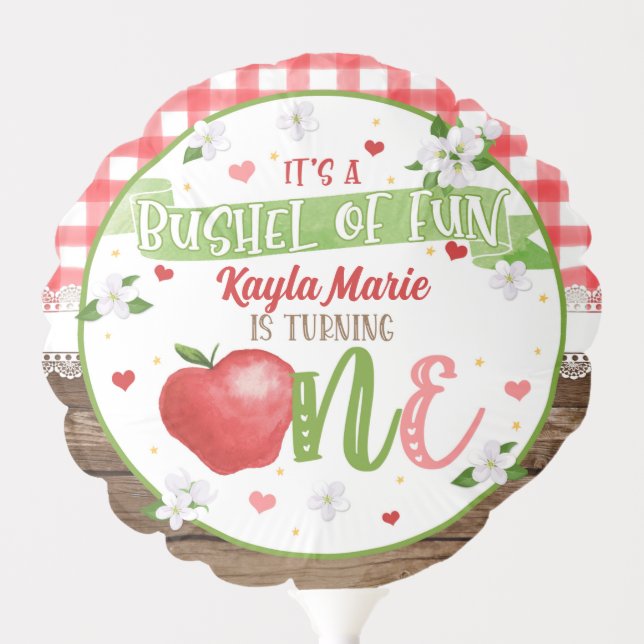 Apple First Birthday Balloon - Bushel of Fun (Front)