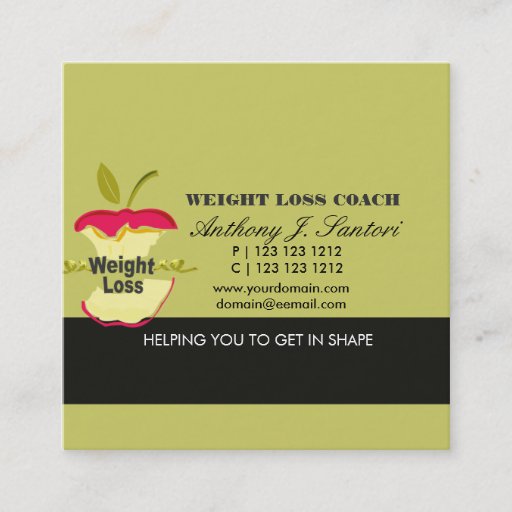Customizable Fitness Weight Loss Coach Dietician Business Card Templates